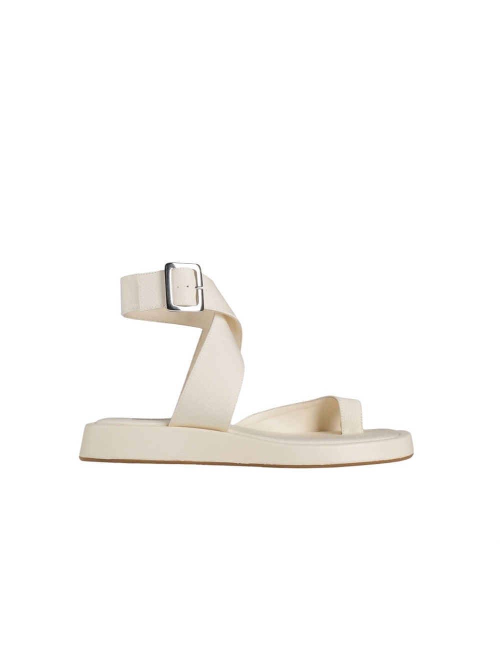 Gia Borghini x RHW Cream Ankle-Strap Flat Sandal - Picture 2 of 8